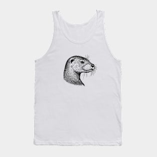 Black-White Otter Head Tank Top